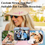 Personalized Straw Visor Embroidered Beach Hat with Name Sun Hats for Women Summer Ponytail Beach Visor Gifts for Women Mom Bridesmaids Gifts for Bachelorette Party Wedding Birthday