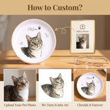 Personalized Pet Portrait Jewelry Tray Watercolor Dog Photo with Name & Paw Print Handpainted Ceramic Ring Dish Sympathy Gift Pet Owner Cat Memorial Gift Gifts for Pet Lovers Family Friends