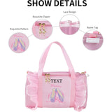Personalized Kids Dance Ballet Bag Large Capacity Fashion Tote Bag Custom Dance Bag Waterproof Kids Travel Bag Pink Lace Bag for Girls Yoga Bag Dance Duffle Bag