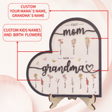 Personalized Birthday Flower Ornaments, Customized Name Heart-Shaped Decoration