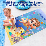 Personalized Kids Beach Towel Cute 3D Diver Kid Diving Boy Cartoon Print Towel Custom Name Quick Dry Microfiber Fabric for Summer Vacation Beach Party Birthday Gifts for Kids Boys Girls