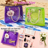 Personalized Clear Tote Bag for Women Custom Birth Flower and Name Iridescent Bachelorette Beach Bag for Work Stadium Travel Mother's Day Birthday Summer Vacation Gift for Family Friend