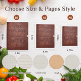 Handmade Leather Recipe Book, Personalized Engraving Name Journal Notebook