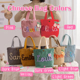 Personalized Embroidered Corduroy Tote,Custom Name Tote Bag