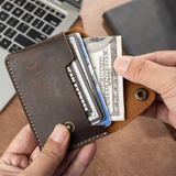Personalised Leather Card Holder, Custom Slim Compact Wallet