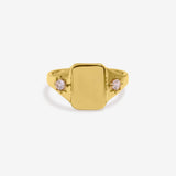 Custom Photo Initial Birthstone Signet Ring