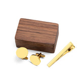 Personalized Tie Clip and Cufflinks Set, Custom Wedding Cufflinks, with Wooden Box, Groomsmen Wedding Gift Set