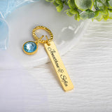 Personalized Blue Crystal Bridal Bouquet Charm with Engraved Text  Something Blue Wedding Gift for Bride