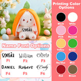 Personalized Easter Bunny Plush Rabbit Hiding in A Zip-Up Strawberry or Carrot Custom Name 100% Cotton Stuffed Plush Toy Easter Basket Stuffers Easter Fun Gifts for Kids Girls Boys