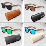 Personalized Wooden Sunglasses with Leather Box Walnut Wood Sunglasses with Dark Polarized Lenses for Men and Women with UVA & UVB Protection Custom Groomsmen Gift Set Unique Gift for Him