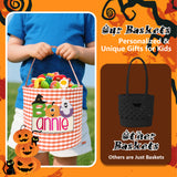 Personalized Halloween Trick or Treat Bags Kids Embroidery Name Candy Bucket Snack Grocery Bags with Handles Reusable Goody Bucket for Kids Halloween Party Favor