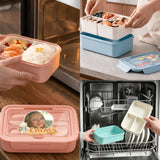 Personalized Cartoon Animal Photo Microwavable Lunch Box with Name Text and Cutlery Picnic Outdoor Activity Use Back to School Gift for Students