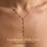 Personalized Lariat Initial Necklace for Women Custom Y-Shaped Name Necklace 18k Gold Plated Jewelry Gifts for Mom Wife Girlfriend Bridesmaids Mother's Day Anniversary Wedding Gifts