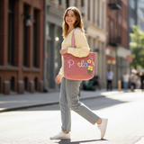 Personalized Embroidered Corduroy Tote,Custom Name Tote Bag