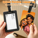 Personalized Luggage Cover Custom Comic Portrait from Photo Travel Accessories Double Sided Elastic Washable 18-32" Suitcase Protector Gifts Travel Lovers Couples Family Friends