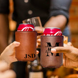 Personalized Can Coolers, Custom Koozies, PU Leather Beverage Holder