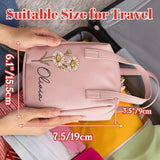 Personalized Birth Flower Makeup Bag with Name