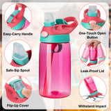 Personalized Kids Water Bottle Custom 3D Cartoon Character BPA Free 16oz Transparent Sports Water Bottle with Straw Handle and Name Birthday Back to Schoold Xmas Gifts for Boys Girls