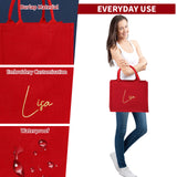 Personalized Red Jute Tote Bag