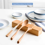 Personalized Natural Wooden Spoons and Forks Set, Wooden Cutlery Set