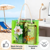 Personalized Clear Tote Bag for Women Custom Birth Flower and Name Iridescent Bachelorette Beach Bag for Work Stadium Travel Mother's Day Birthday Summer Vacation Gift for Family Friend