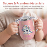 Personalized Insulated Sippy Cup for Toddlers Custom Cute Animal and Name Baby's First Straw Cup Training Cup with Handle BPA Free 6m+ 10 oz/300ml Birthday Baby Shower Xmas Gifts