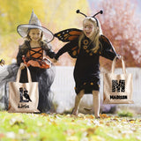 Personalized Halloween Tote Bag with Name, Custom Printed Name Halloween Basket