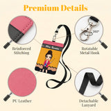 Personalized Teacher ID Badge Holder Custom Cartoon Character and Name PU Leather Card Holder with Breakaway Lanyard Teacher's Day Appreciation Back to School Gifts Teacher Must Haves