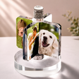 Custom Crystal Lamp Vibrant Color Film - Rotating Photo Night Light Thick Glass Base Metal Shaft Battery Powered