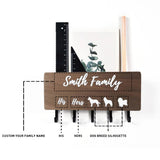 Personalized Wood Key Hooks for Wall Décor, Customized Dog Leash and Key Holder