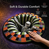 Personalized Halloween Optical Illusion Rug, Custom Family Name 3D Halloween Rug, Optical Illusion with Depth Pattern Non-Slip Soft Fabric