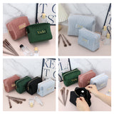 Personalized Velvet Makeup Bag, Custom Quilted Cosmetic Bag