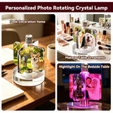 Personalized Rotating Picture Frame Custom Crystal Picture Frame with Photo Gifts for Women Wife Mom Her Him Great Customized Gift With Your Own Photo - Anniversary Wedding Birthday
