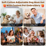 Personalized Embroidered Hats with Pet Portrait & Birth Flower 100% Cotton Custom Name Baseball Cap for Men Women with Adjustable Buckle Christmas Birthday Gift for Pet Owners Lovers Multi