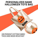 Personalized Halloween Tote Bag with Name, Custom Printed Name Halloween Basket