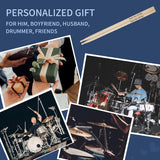 Personalized Wooden Drumsticks with Leather Case Customized Wood Tip Drum Sticks Laser Engraved Gift for Musicians and Drummers Boyfriend Husband Ideal for Weddings Valentine's Day Groomsmen