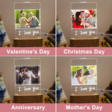 Personalized Photo Lamp 3D LED Light with Pen Writing Your Words Custom Light Up Sign Acrylic Plaque Wooden Base Night Light Table Lamp for Mom Dad Boys Girls Birthday Anniversary Wedding Gift
