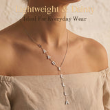 Personalized Lariat Initial Necklace for Women Custom Y-Shaped Name Necklace 18k Gold Plated Jewelry Gifts for Mom Wife Girlfriend Bridesmaids Mother's Day Anniversary Wedding Gifts