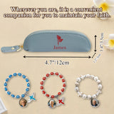 Personalized Genuine Leather Rosary Pouch, Cross Print Rosary Bag with Name