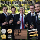 Personalised Tie Clip and Cufflinks Set with Wooden Box