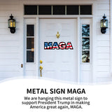 MAGA Design, Trump Signs for Yard, Metal Sign with USA Flag and Stars
