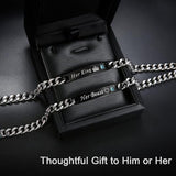 Personalized Matching Bracelets for Couple Engraving Name/Text 2 PCS Set Customized Metal Bracelet for Lover Custom Name Dainty Charm Bracelet for Men Women Valentines Gift for Her Him Jewelry Set