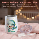 Personalized Insulated Sippy Cup for Toddlers Custom Cute Animal and Name Baby's First Straw Cup Training Cup with Handle BPA Free 6m+ 10 oz/300ml Birthday Baby Shower Xmas Gifts