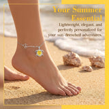 Personalized Sea Turtle Birthstone Anklet with Name Custom Beach Anklet for Women Turtle Jewelry Beach Accessory for Sister Girlfriend Mom Summer Vacation Gift for Birthday Anniversary