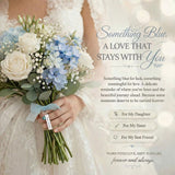 Personalized Blue Crystal Bridal Bouquet Charm with Engraved Text  Something Blue Wedding Gift for Bride