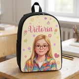 Personalized Colorful Fashion Cartoon CharacterBackpack Lunch Bag Pencil Case with Name Back toSchool Set of 3 Birthday Gift for Kid