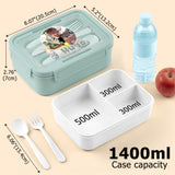Personalized Cartoon Animal Photo Microwavable Lunch Box with Name Text and Cutlery Picnic Outdoor Activity Use Back to School Gift for Students