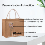 Personalized Tote Bag for Women-Customize Birth Flower Handbag