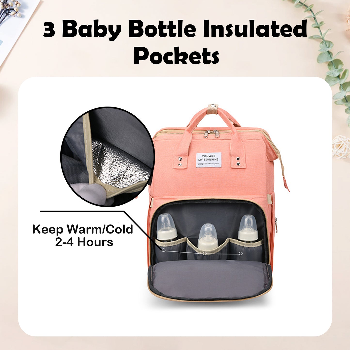 Personalized 3 in 1 Diaper Bag Backpack with Changing Station