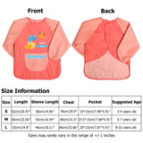 Personalized Cute Dinosaur Paint Waterproof Long Sleeve Apron with Name Text and Pocket Outdoor Activity Birthday Gift for Kids Students